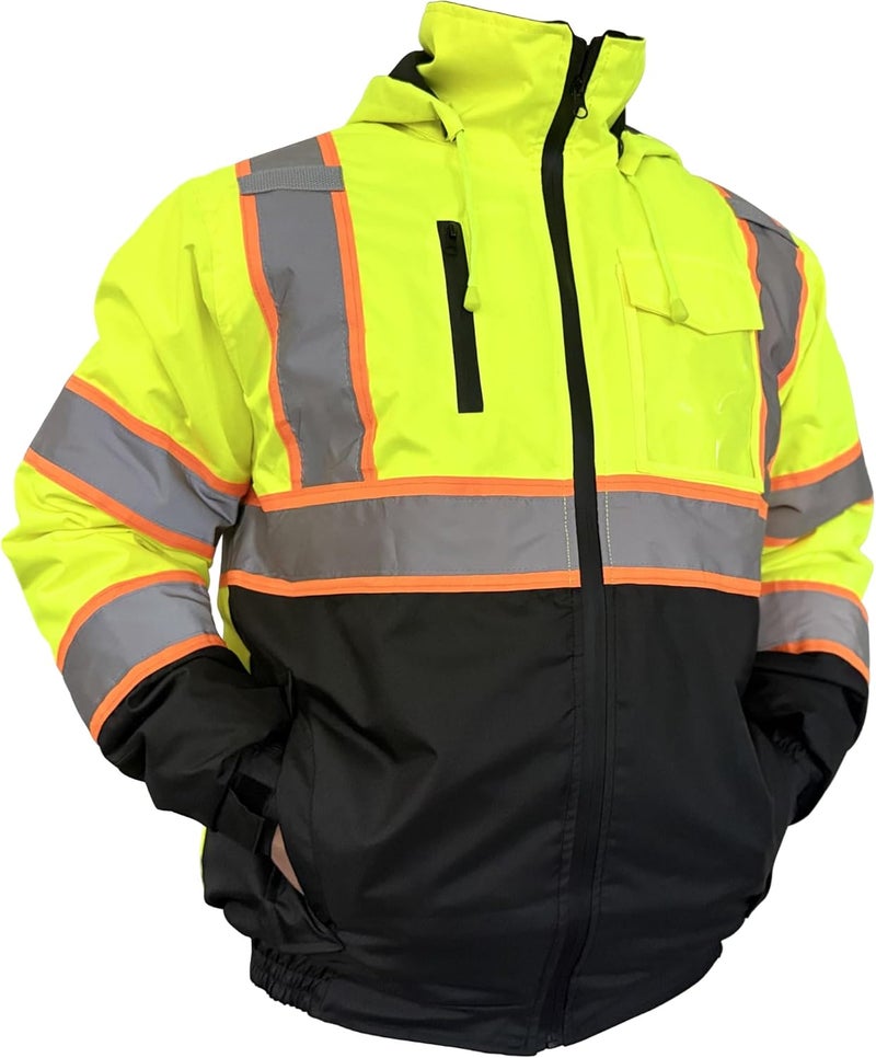 Wuple Store High Visibility Jacket, Class 3 Waterproof Safety Jacket for Men, Hi Vis Winter Jackets With Cold Weather, Safety Coats for Work Construction Yellow XL - Image 1